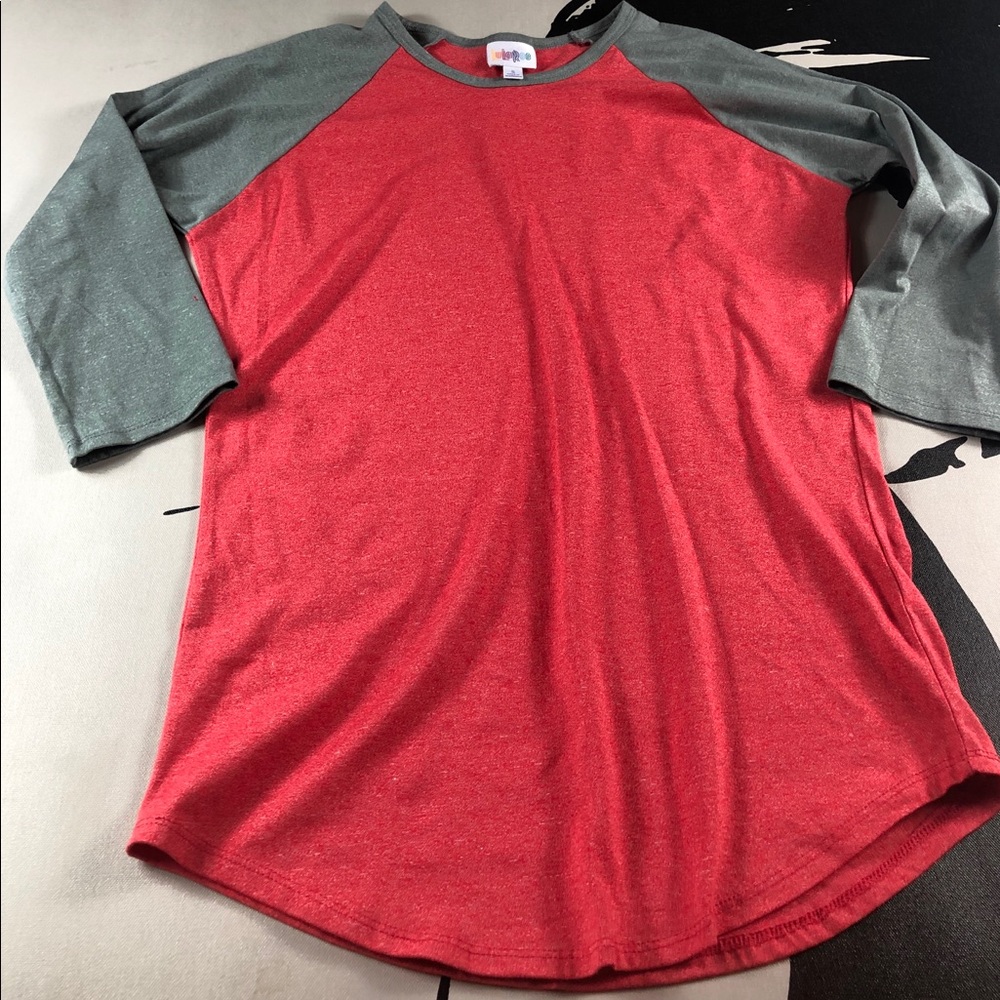 Lularoe Womens  Red & Gray Baseball Randy Shirt